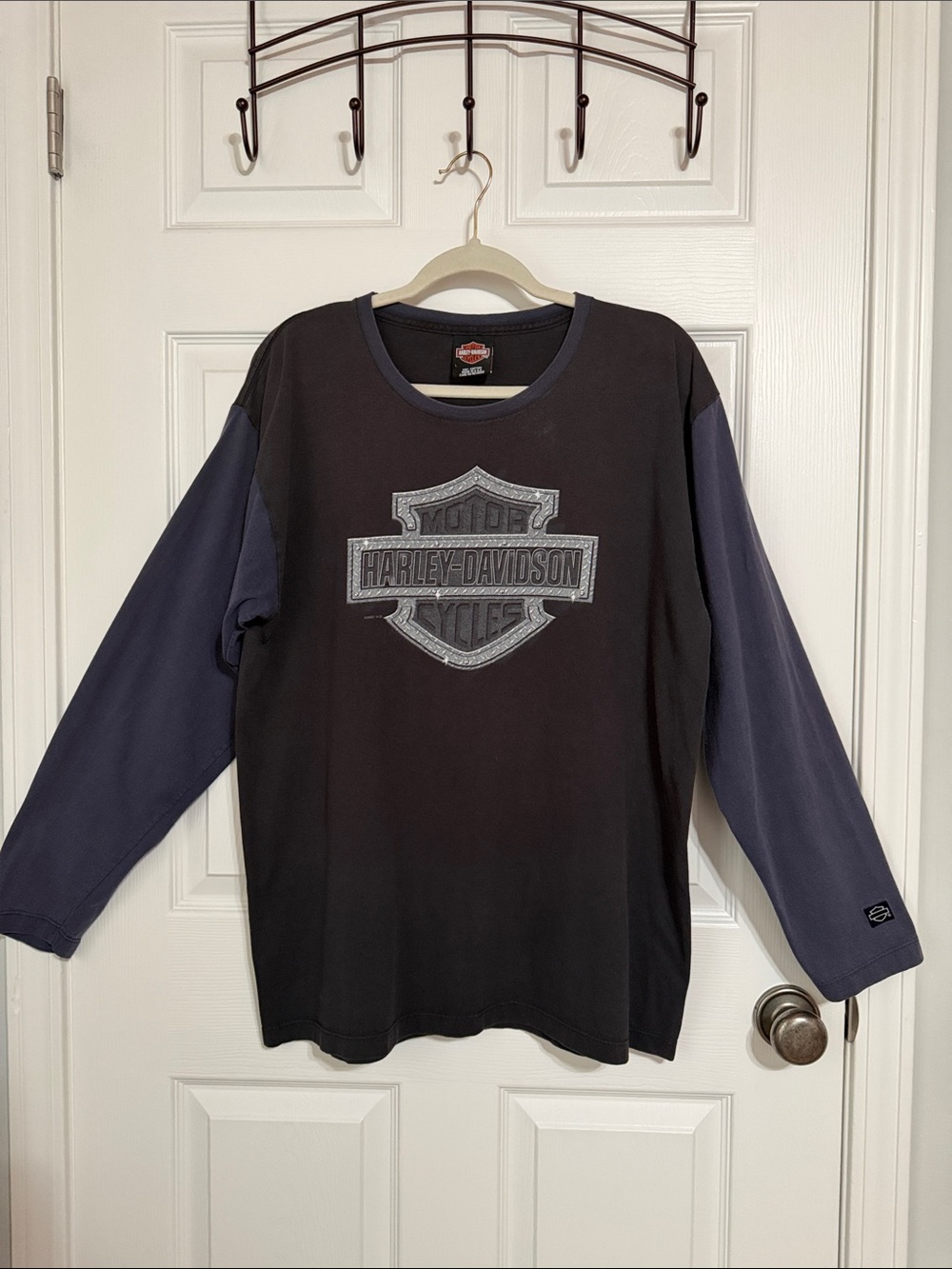 Harley-Davidson Black and Navy Long Sleeve Shield Logo Tee